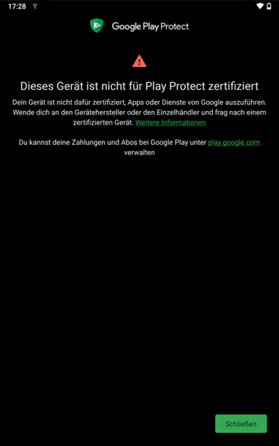 Play Protect-Meldung